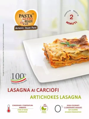 Piatto di lasagna ai Carciofi pronta in soli 2 minuti. www.fuorifrigo.com