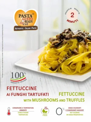 Piatto di Fettuccine ai Funghi Tartufati pronta in soli 2 minuti. www.fuorifrigo.com